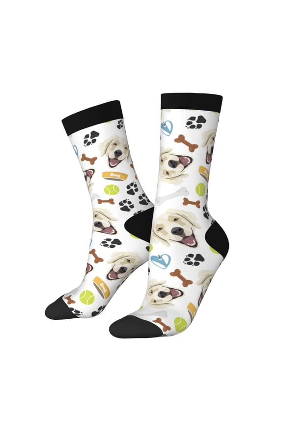 Labrador Retriever Dog Pattern Adult Middle Tube Socks Breathable Sock Non-Pilling,Contrasting Color Design