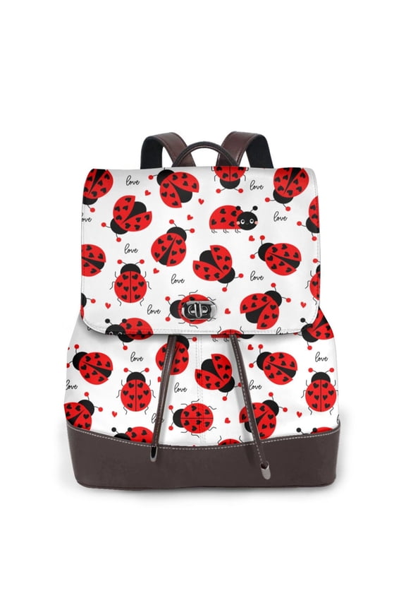 Ladybug And Heart for Womens Backpack Leather Backpack for Women Travel Fashion Bags,Perfect for Work, School, or Casual Outings
