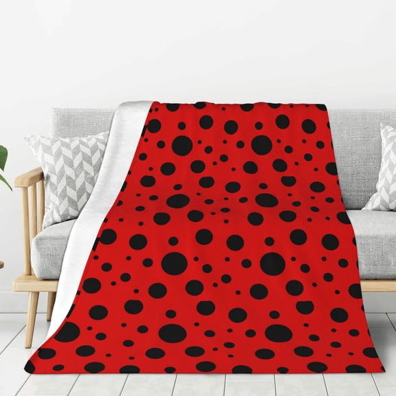 Hirioo Ladybug Pattern for Flannel Blanket, Cozy and Warm Throw for Bed or Couch ,Perfect for All Seasons-40"x30"