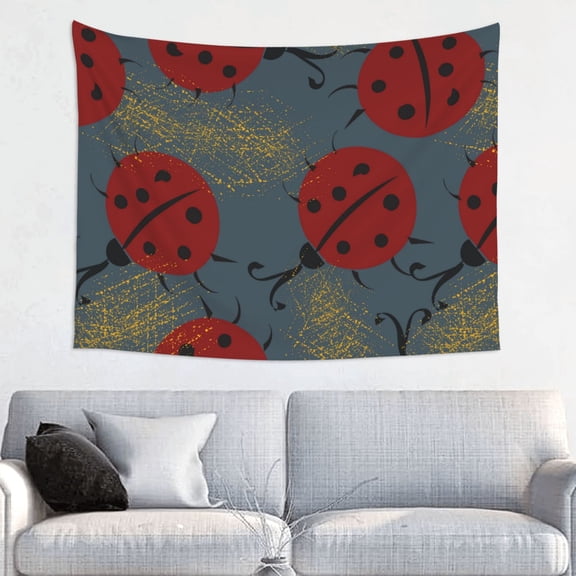 Hirioo Ladybug Print Tapestry Lightweight Fabric for Bedroom Aesthetic Home Wall Dorm Dcor Living Room Decor 29x37 Inch