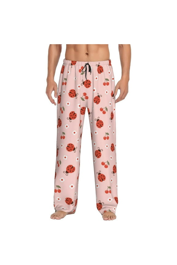 Ladybug With Flower for Women's PJ Pajama Pants Sleep Pants Women's Home Trousers with Pockets,S-3XL-3X-Large