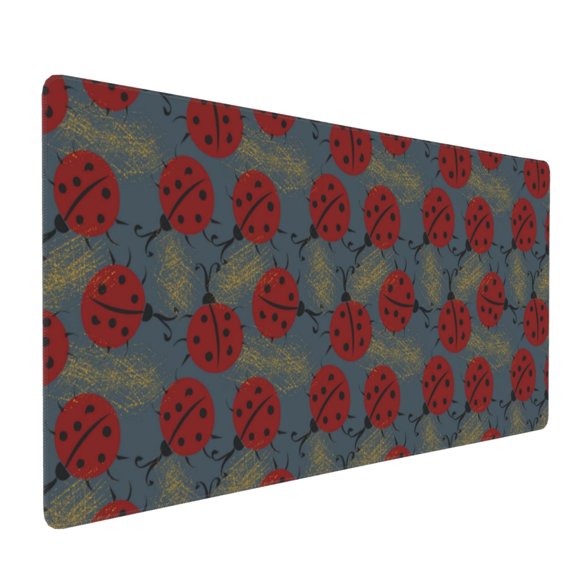 Hirioo Ladybug for Mouse Pad ,Anti-Slip Base, Durable Stitched Edges, Perfect for Gaming, Office, and Home Use,16x35.5in
