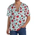 thumbnail image 1 of Hirioo Ladybugs And Flowers 1 for Men's Cuban Collar Short Sleeve Shirt Button Down Shirt Beach Summer Shirts Wedding Vacation Shirts-Medium, 1 of 5