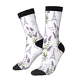 thumbnail image 1 of Hirioo Lavender Flowers Pattern Adult Middle Tube Socks Breathable Sock Non-Pilling,Contrasting Color Design, 1 of 6