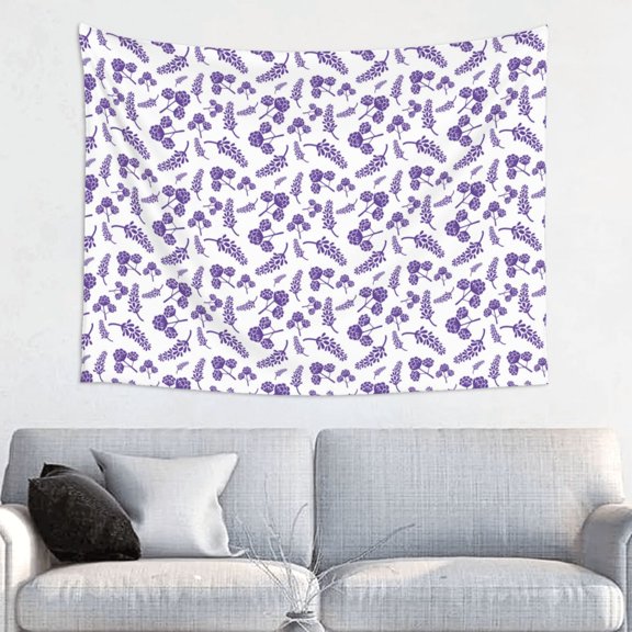 Hirioo Lavender Flowers Print Tapestry Lightweight Fabric for Bedroom Aesthetic Home Wall Dorm Dcor Living Room Decor 29x37 Inch