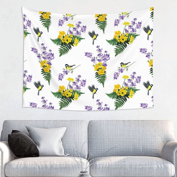 Hirioo Lavender Flowers Print Tapestry Lightweight Fabric for Bedroom Aesthetic Home Wall Dorm Dcor Living Room Decor 29x37 Inch