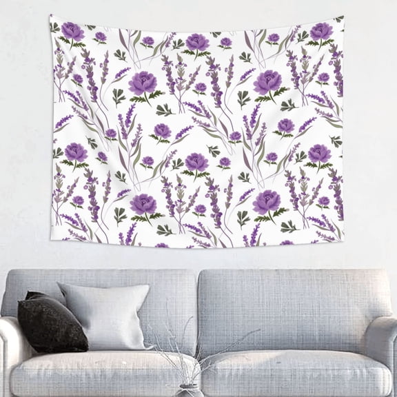 Hirioo Lavender Flowers Print Tapestry Lightweight Fabric for Bedroom Aesthetic Home Wall Dorm Dcor Living Room Decor 29x37 Inch