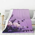 thumbnail image 1 of Hirioo Lavender Roses Arrangement for Flannel Blanket, Cozy and Warm Throw for Bed or Couch ,Perfect for All Seasons-80"x60", 1 of 6