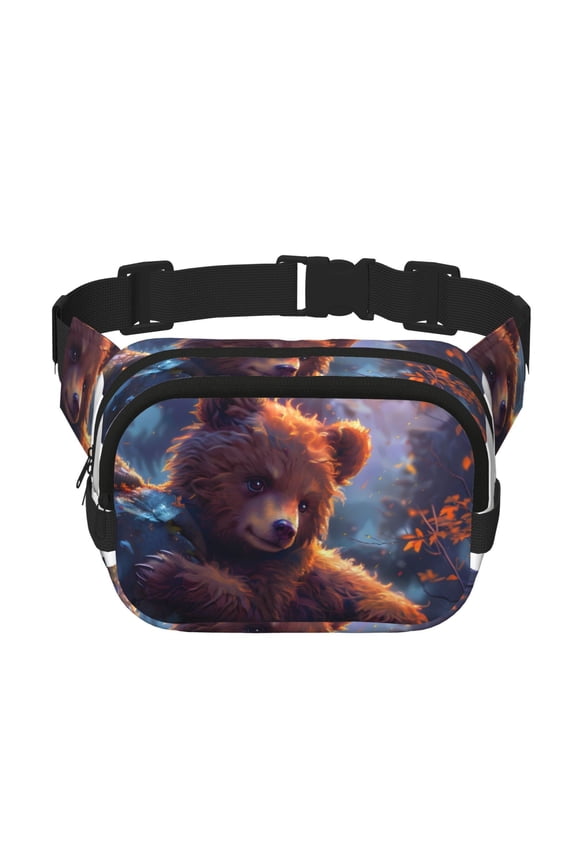 Lazy Stone Bear for Double Layer Waist Bag Adjustable Fanny Pack For Travel Running Hiking