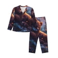 thumbnail image 1 of Hirioo Lazy Stone Bear for Women's Pajama Sets 2 Piece Pjs Women's Long-Sleeved Pajama Set Button Down Sleepwear,S-XXL-Medium, 1 of 7