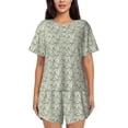 thumbnail image 1 of Hirioo Leaves for Women's 2 Piece Short-Sleeved Pajama PJ Sets for Women Shorts with Pockets Womens Lounge Set-X-Large, 1 of 1