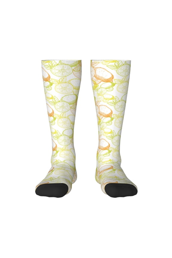 Lemon Potatoes for Adult Stockings Breathable Sock Non-Pilling,Contrasting Color Design