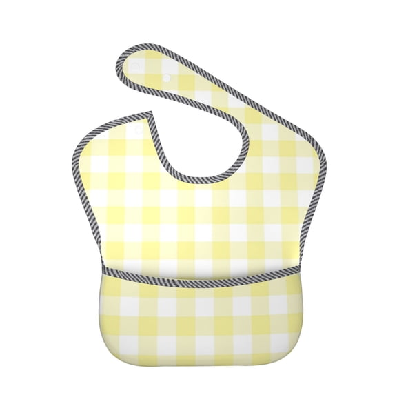 Hirioo Lemon Yellow Checkboard for Baby Waterproof Pocket Bib Adjustable Closed for Babies Toddlers with Large Pocket 6-24Months