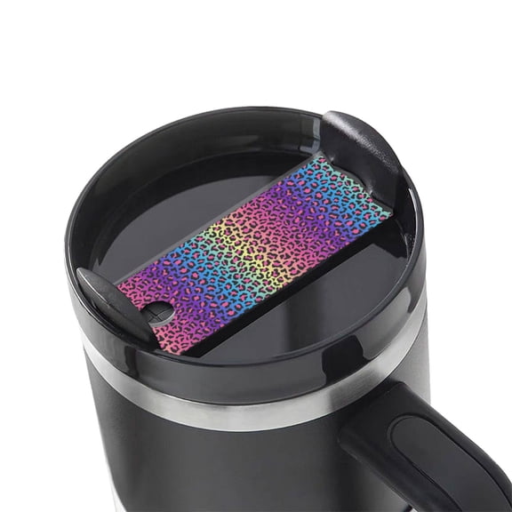 Hirioo Leopard Neon Rainbow Gradient for Stanley Cup Lid Nameplate Personalized Acrylic Nameplate Tumbler Lid Topper(30oz , 40oz)