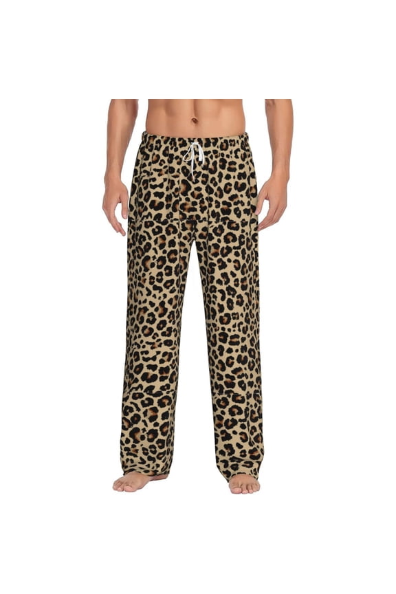 Leopard Print-1 for Men's PJ Pajama Pants Sleep Pants Men's Home Trousers with Pockets,S-3XL-Medium