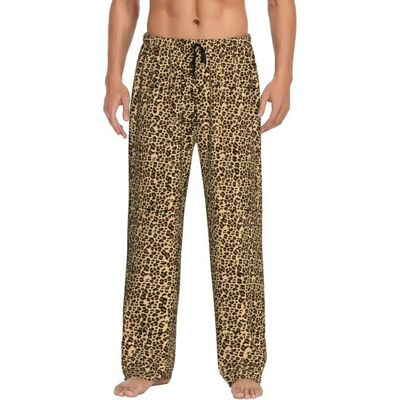 Hirioo Leopard Print Brown for Women's PJ Pajama Pants Sleep Pants Women's Home Trousers with Pockets,S-3XL-Small