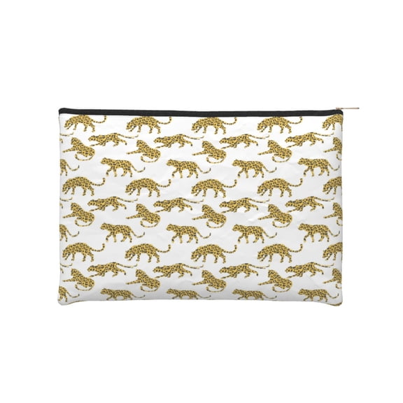 Hirioo Leopard Print for Paper Reusable Cosmetic Bag Zipper Encouragement Travel Pouch Toiletry Bag for Women Girls