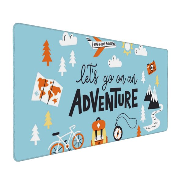 Hirioo Let's Go on an Adventure for Mouse Pad ,Anti-Slip Base, Durable Stitched Edges, Perfect for Gaming, Office, and Home Use,16x35.5in
