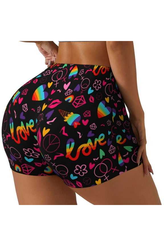 Lgbt Rainbow For Pride for Women's Workout Shorts Seamless Scrunch Short Gym Yoga Running Sport Active Exercise Fitness Shorts-Large