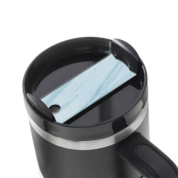 Hirioo Light Blue Marble for Stanley Cup Lid Nameplate Personalized Acrylic Nameplate Tumbler Lid Topper(30oz , 40oz)