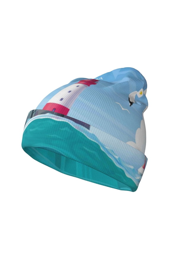 Lighthouse Sea Port for Men's Knit Cuffed Beanie for Outdoor Activities Unisex