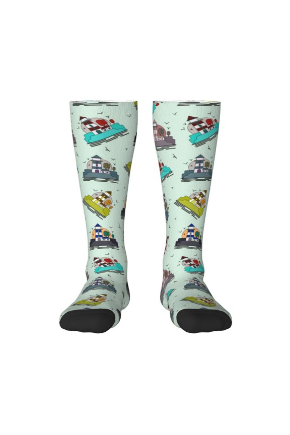Lighthouse for Adult Stockings Breathable Sock Non-Pilling,Contrasting Color Design