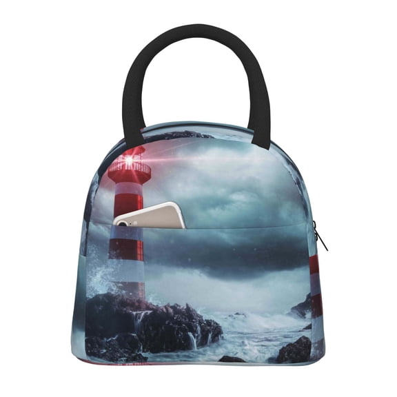Hirioo Lighthouse in a Stormy Sea for Eco-friendly Lunch Box,Leakproof Lunch Box for School, Work, Travel, and Picnics,Perfect for Meal Prep
