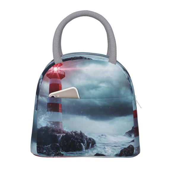 Hirioo Lighthouse in a Stormy Sea for Eco-friendly Lunch Box,Leakproof Lunch Box for School, Work, Travel, and Picnics,Perfect for Meal Prep