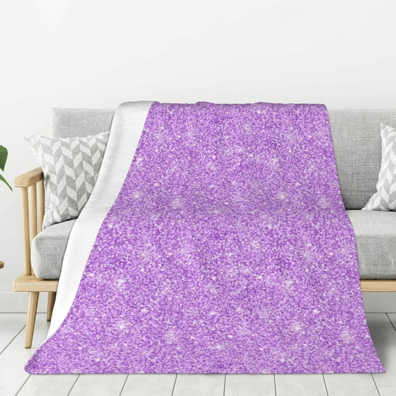 Hirioo Lilac Glittering for Flannel Blanket, Cozy and Warm Throw for Bed or Couch ,Perfect for All Seasons-80"x60"