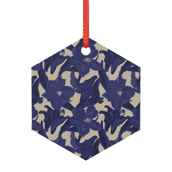 Hirioo Lilies Flowers for Acrylic Christmas Pendant Hanging Christmas Tree Ornaments, Car, Home, Office Gift Decor-Hexagon