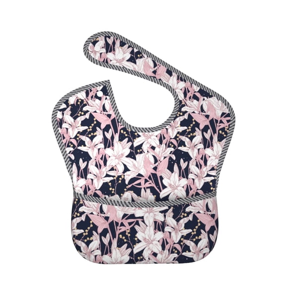 Hirioo Lilies Flowers for Baby Waterproof Pocket Bib Adjustable Closed for Babies Toddlers with Large Pocket 6-24Months