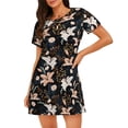 thumbnail image 1 of Hirioo Lilies Flowers for Women’s Nightdress Comfortable Short Sleeve Nightwear Casual Sleep Dress, 1 of 6