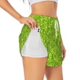 thumbnail image 1 of Hirioo Lime green glitter for Women's Double Layer Athletic Shorts High-Performance Gym Shorts with Inner Pocket, Elastic Waistband-Medium, 1 of 7