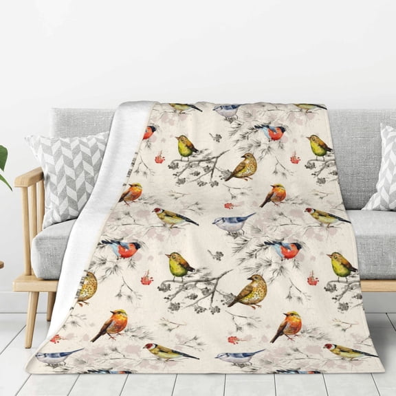 Hirioo Little Birds for Flannel Blanket, Cozy and Warm Throw for Bed or Couch ,Perfect for All Seasons-40"x30"
