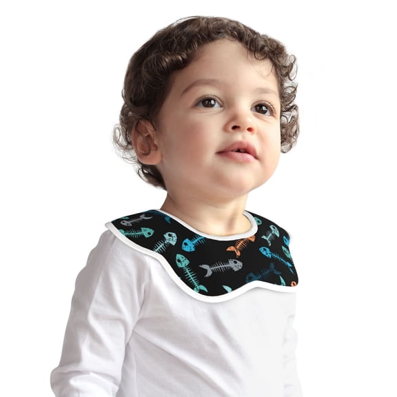 Hirioo Little Fish Skeleton for Baby Cotton Petal Bib Drool Bibs for Baby Boy Unisex