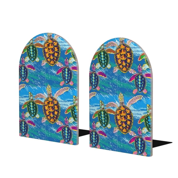 Hirioo Little Sea Turtles for Bookends Decorative Bookends for Shelves for Home or Office, Non-Slip Base