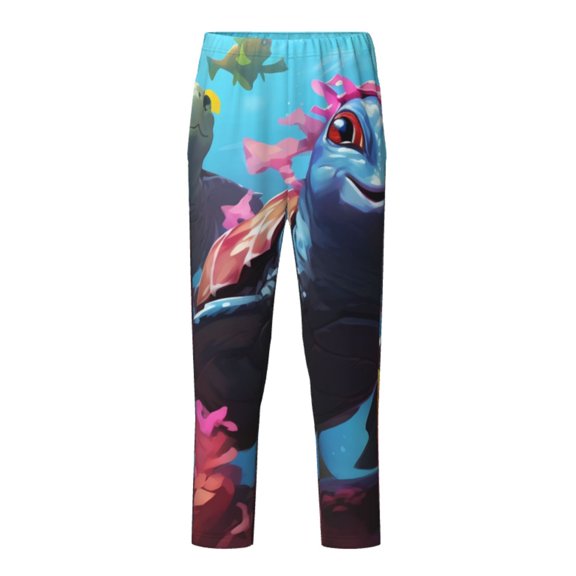 Hirioo Lively Cute Turtle for Teenagers' Pajama Pants Womens Lounge Pants with Pockets Pj Bottoms Pants for Men-XS(5-6)