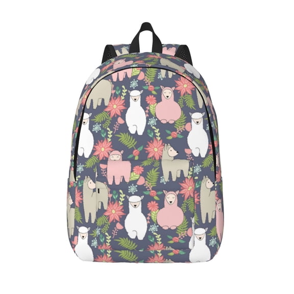 Hirioo Llamas Canvas Backpack, Durable Travel Backpack with Multiple Compartments,Large Capacity, Backpack for School, Hiking, Work