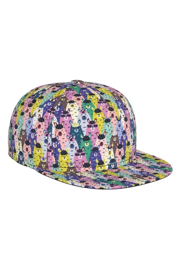 Llamas Colorful for Baseball Cap Men Cap Flat Brim for Men Women Teens Adjustable Baseball Cap