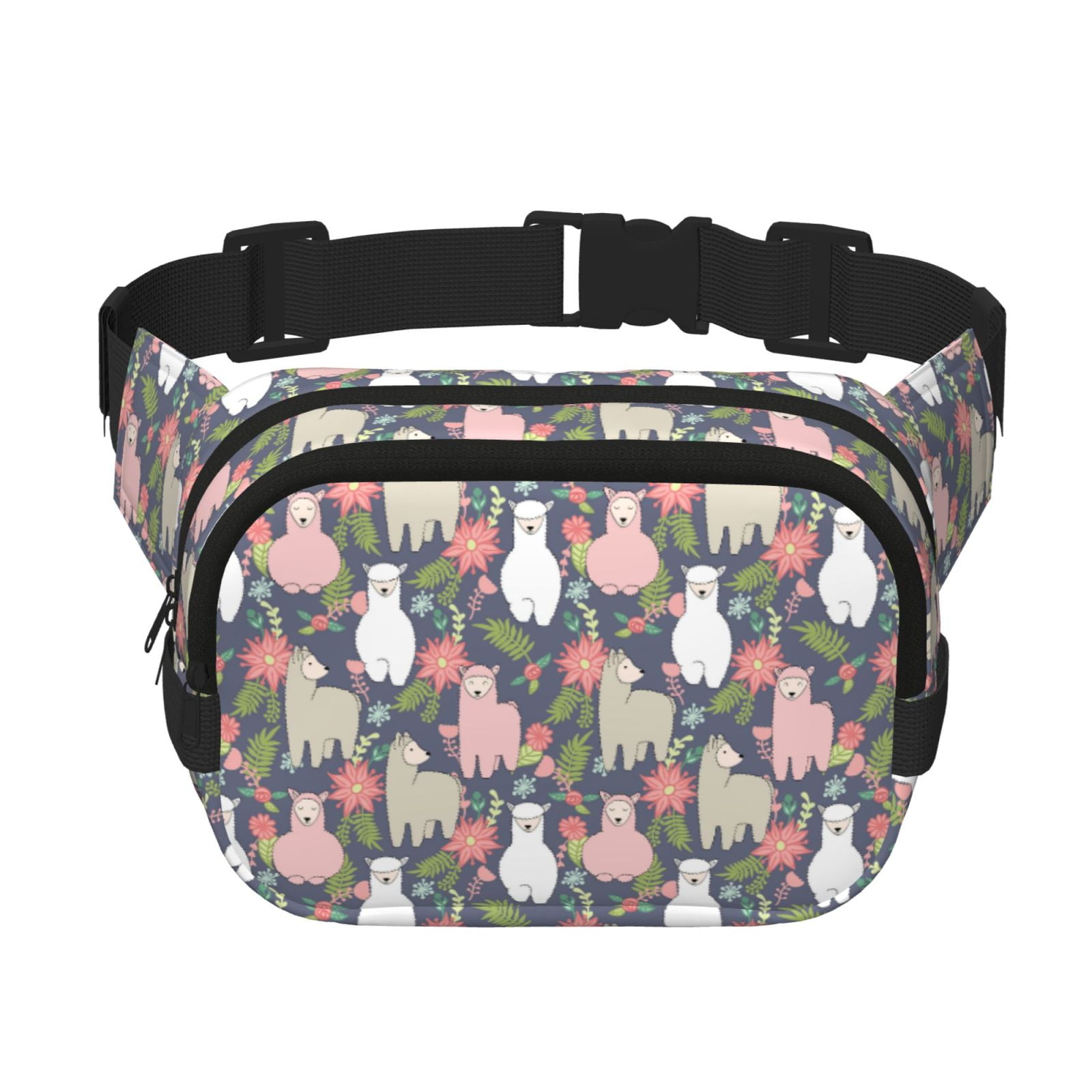 Hirioo Llamas for Double Layer Waist Bag Adjustable Fanny Pack For Travel Running Hiking