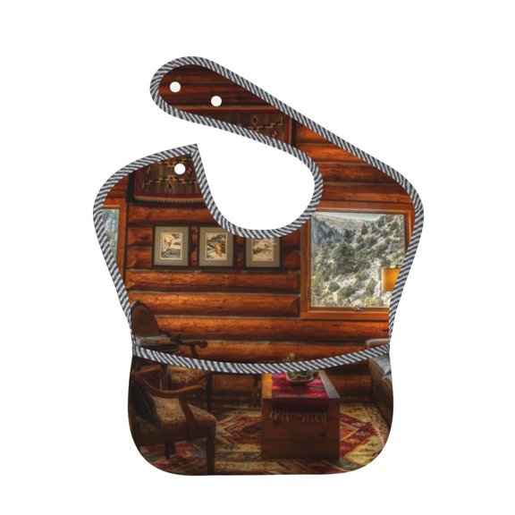 Hirioo Log Cabin Inside for Baby Waterproof Pocket Bib Adjustable Closed for Babies Toddlers with Large Pocket 6-24Months