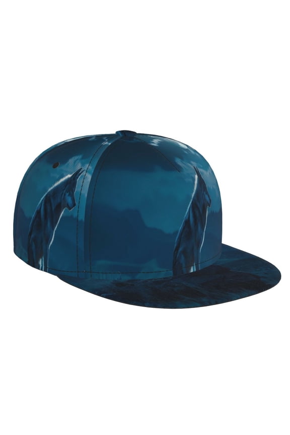 Lonely Night Wolf for Baseball Cap Men Cap Flat Brim for Men Women Teens Adjustable Baseball Cap