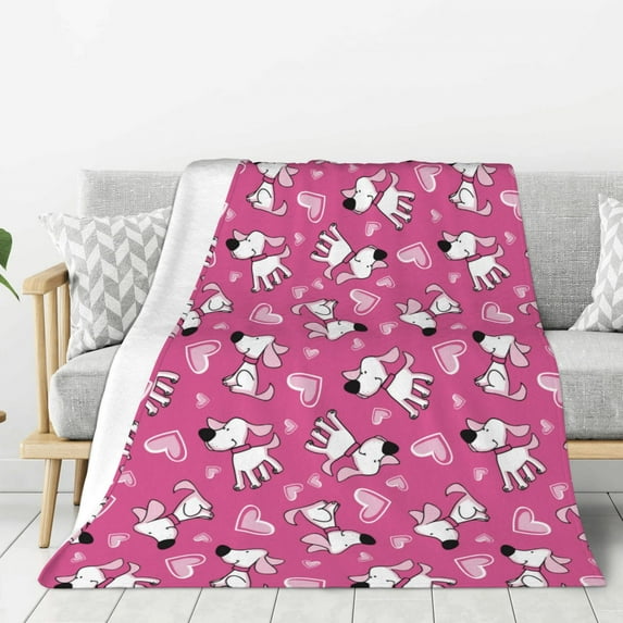 Hirioo Love Dog for Flannel Blanket, Cozy and Warm Throw for Bed or Couch ,Perfect for All Seasons-60"x50"