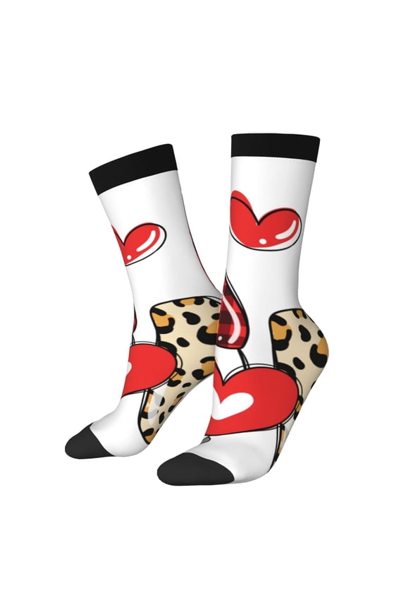 Love Gnomes Pattern Adult Middle Tube Socks Breathable Sock Non-Pilling,Contrasting Color Design