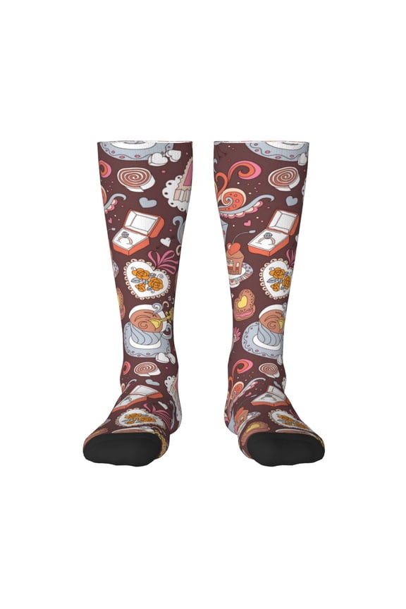 Love Heart for Adult Stockings Breathable Sock Non-Pilling,Contrasting Color Design