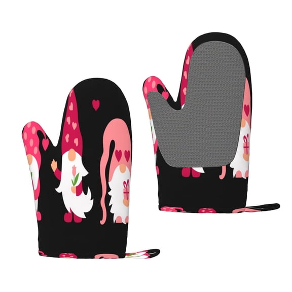 Hirioo Love You Mom for Silicone Oven Mitts for BBQ, Baking, Cooking, Set of 2, Heat Resistant 260, Non-Slip Kitchen Essentials