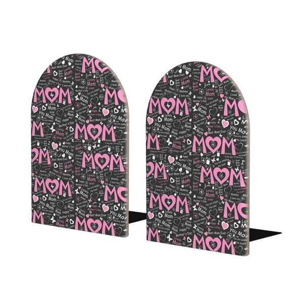 Hirioo Lovely Mom Ever for Bookends Decorative Bookends for Shelves for Home or Office, Non-Slip Base