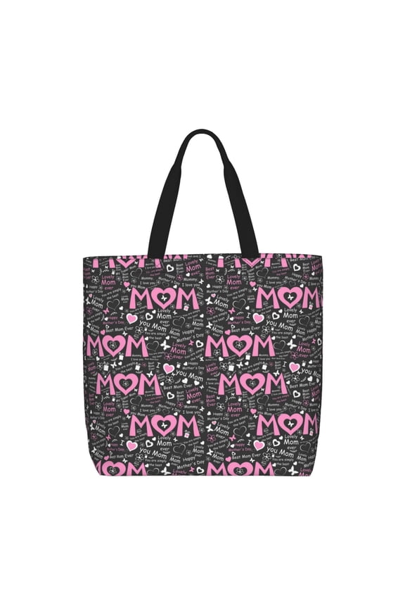 Lovely Mom Ever for Tote Bag for Women, Quilted Shoulder Bag with Zipper, Large Capacity Handbags for Casual, Travel, Work