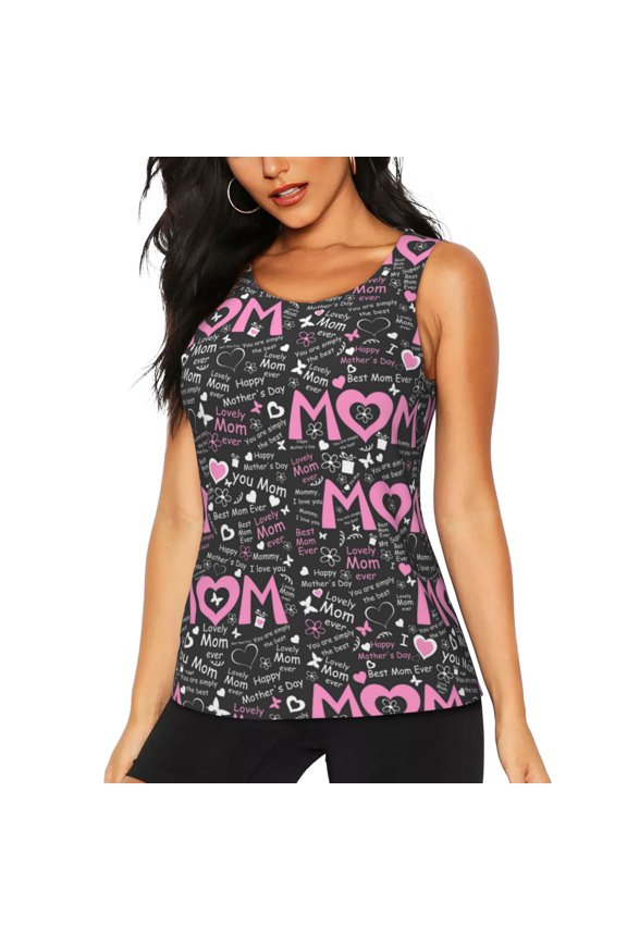 Lovely Mom Ever for Women's Workout Tank Top Sleeveless Workout Tops Athletic Gym Shirts-Small