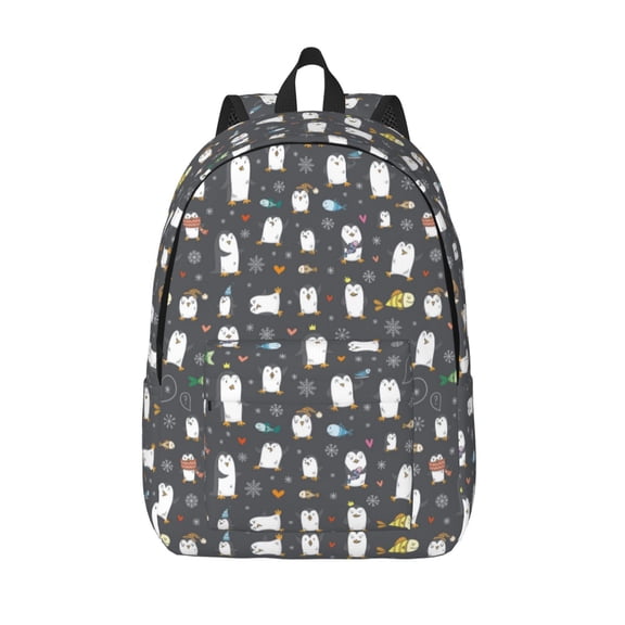Hirioo Lovely Penguin Canvas Backpack, Durable Travel Backpack with Multiple Compartments,Large Capacity, Backpack for School, Hiking, Work
